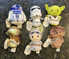 Hallmark Itty Bittys Star Wars Beanbag Plush Toys Lot of 6 Yoda, Rey, R2-D2, 