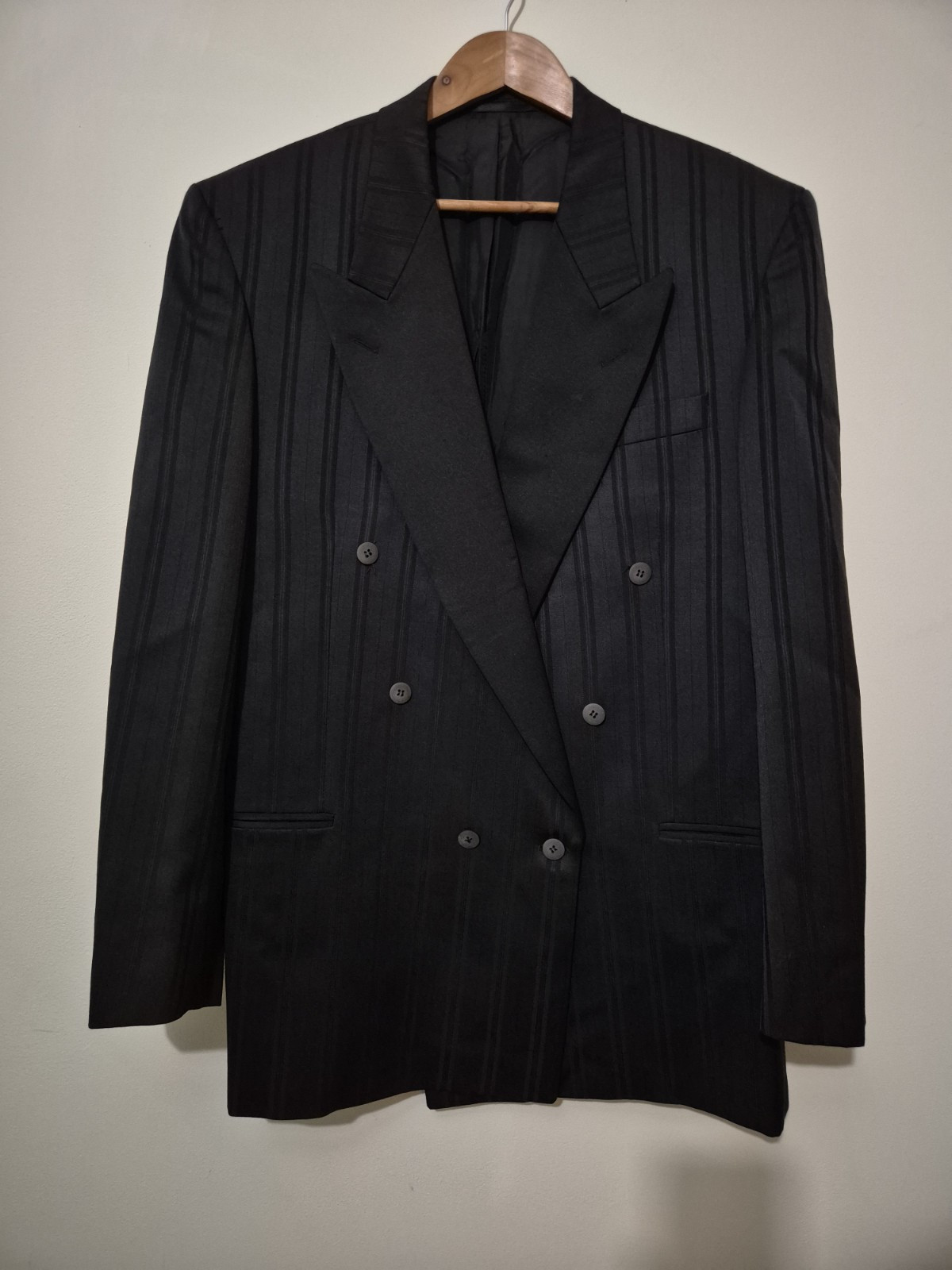 Vintage YSL Mens Tuxedo Jacket Blazer Size 54L UK L Black Striped Dinner Formal
