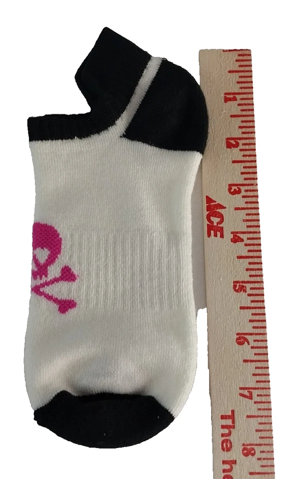 2 pares de calcetines tobilleros No Fear calavera rosa negro blanco Y2K emo gótico nuevos de stock nuevos sin etiquetas Foto 4 de 4