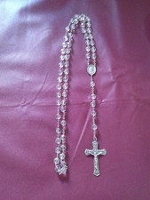Rosario de plata esterlina de colección aurora boreal AB cuentas de cristal crucifijo cruz 19"