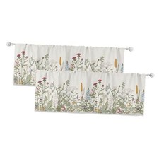 2 Pack Wildflower Window Valance for 52"W x 18"L Pack of 2 01green Leaves