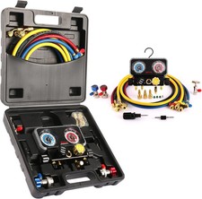 Wells 4-Way A2L AC Manifold Gauge Set for R454B R32 R410A R134a Professional HVA