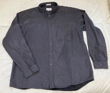 ALFANI - Gray Microfiber Button Down Long Sleeve Shirt - Men's XL 17.5 x 35