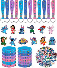 86Pcs Stitch Birthday Party Decorations Set Included 12 Bracelets, 12 Acrylic Pi