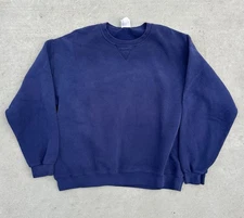 Vintage BIKE Brand Plain Blank V-stitch Sweatshirt Navy Long Sleeve Pullover Xxl