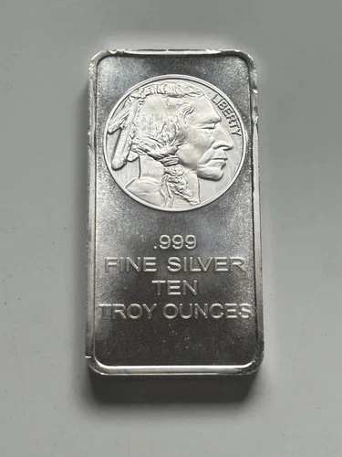 10 Oz Indian Head .999 Fine Silver Bar