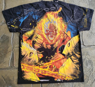 Modern Marvel Ghost Rider AOP Shirt Black Size Large Single Stitch