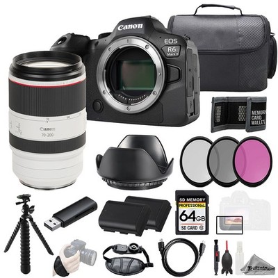 Canon EOS R6 II + RF 70-200mm f/2.8L IS USM Lens +64GB+Ext Bat+ 3 PC Filter- Kit
