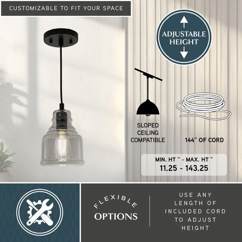 Vaxcel Lighting P0378 Millie 6"W Mini Pendant - Black - Picture 10 of 12