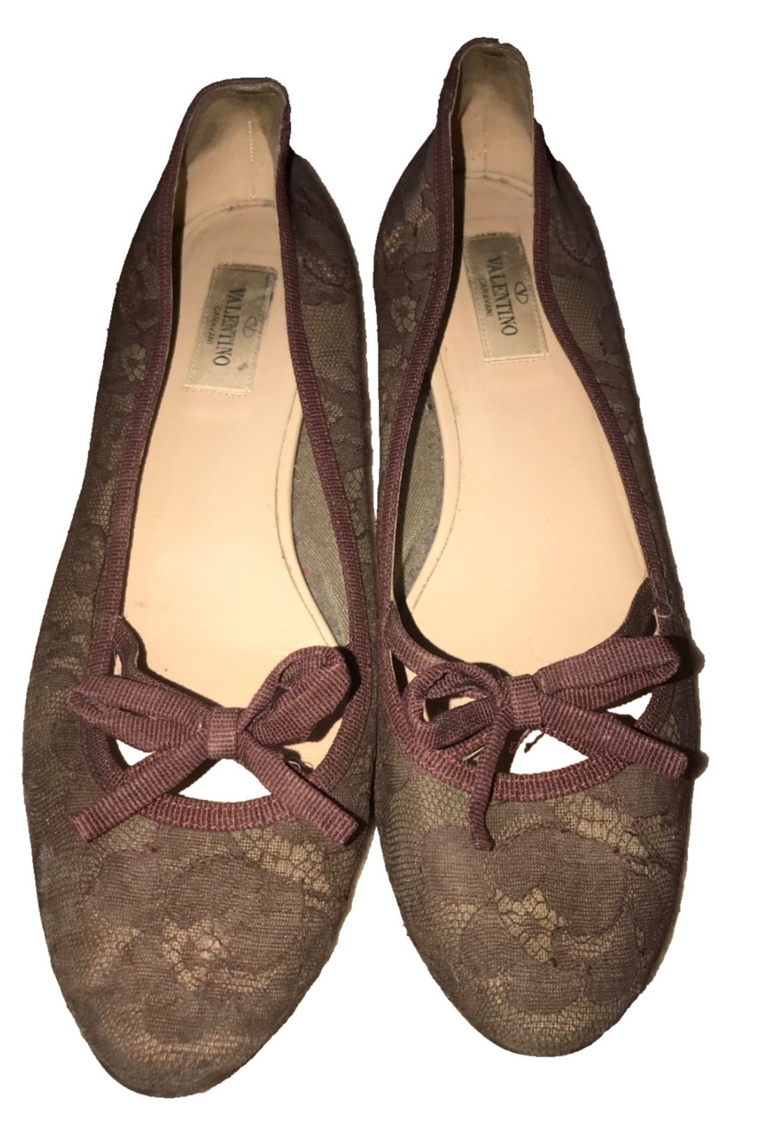 Valentino Garavani  Lace Pattern Ballet Flats - Burgundy Flats, Shoes  SZ 39 thumbnail 5
