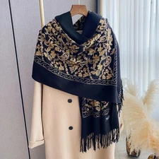 Pashmina Bufanda Scarves Warm Embroider Flower Thick Warm Kerchief Fashion Scraf