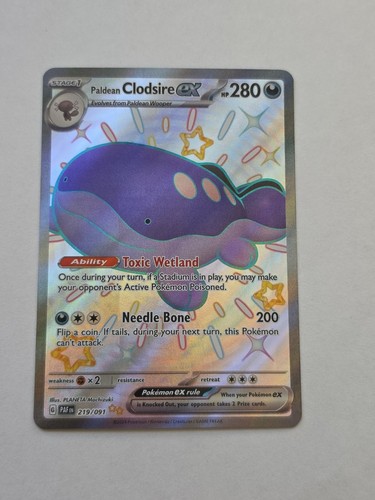 Paldean Clodsire ex 219/091 SV: Paldean Fates Holo Pokemon Card Full Art