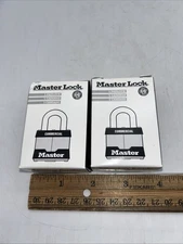 Master Lock 1KA Key:  2258 Locker Chain Padlocks Set Of 2 NOS With 2 Keys