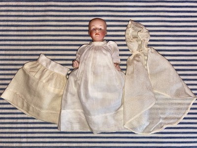 Best TINY 6'' Heubach Bisque Head Baby Doll, Best Original Antique Clothing!