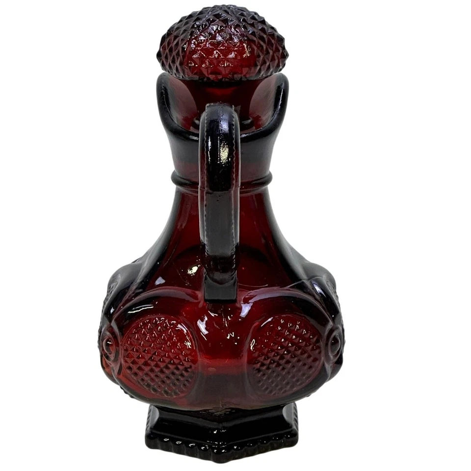 Crueta de vidrio rojo rubí Avon Cape Cod con tapón vintage 5-1/2" Foto 2 de 4