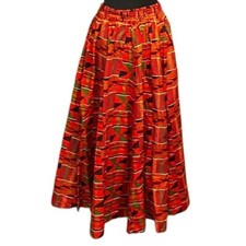 NEW African Women  s Kente 2 Print Maxi Skirt, M/L
