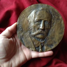 Antique XL Mercedes Carl Benz German Car Invent Formula Race Bronze Medal Plaque