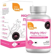 Zahler Mighty Mini Prenatal Vitamins with DHA 90 Count Softgel Multivitamin
