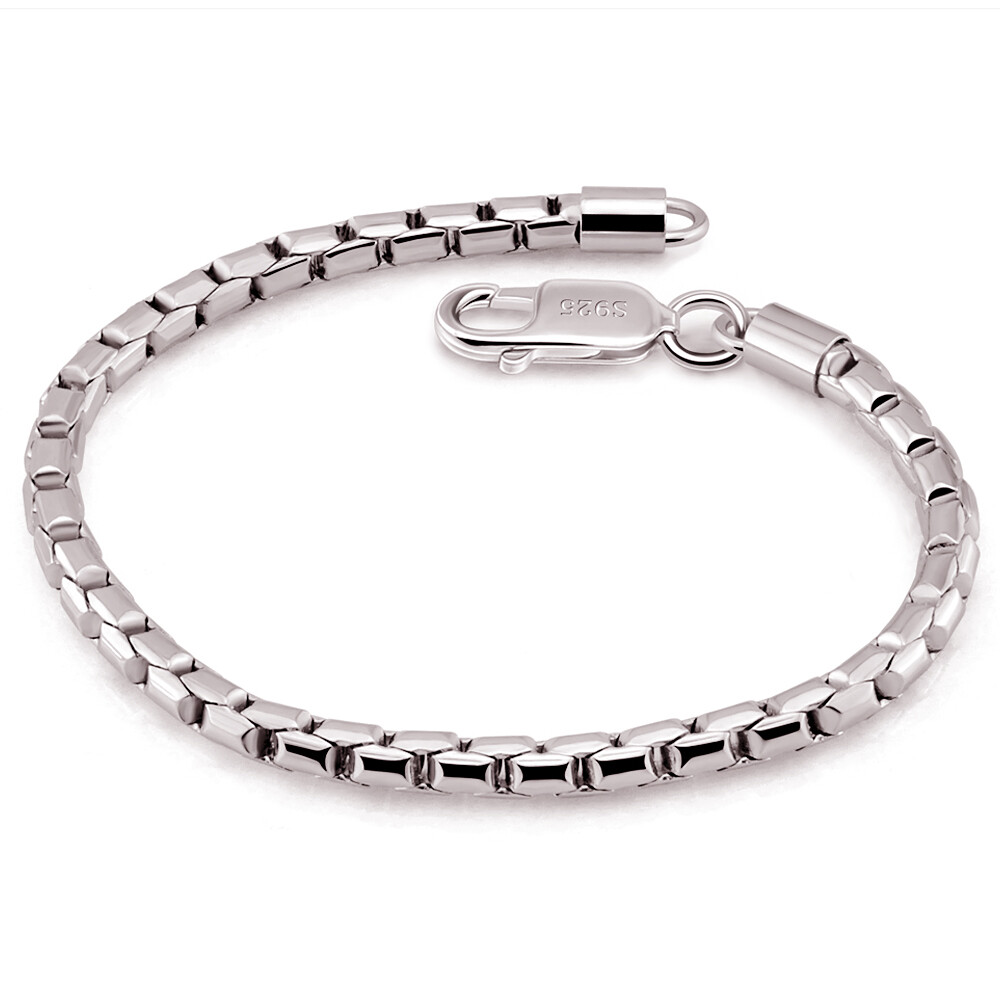 925 Sterling Silver 5mm Box Chain Bracelet Lobster Clasp for Men  Women