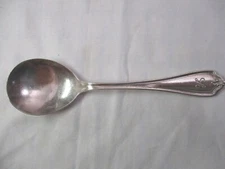 International INS295 Round Bowl Soup Spoon 6 inch Silver Plated Vtg Monogram Lc