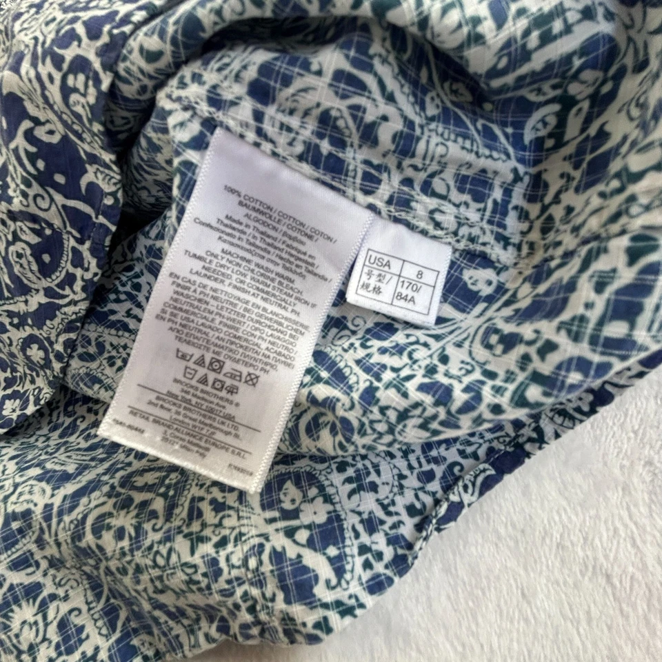 Camisa Brooks Brothers Liberty Art Telas Algodón Azul Paisley Abotonada Talla 8 Foto 4 de 4