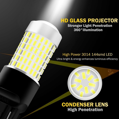 2 x SAWE 7440 7443 3014 144smd LED Back Up Reverse Light Bulb Super White 6000K - Picture 4 of 9