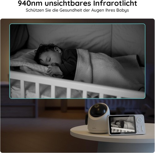 BOIFUN Babyphone mit Kamera, 360 Gard WLAN 2MP Video Babyfon mit App, 4×Zoom,... - Picture 9 of 9