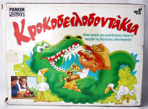 RARE VINTAGE 1991 CROCODILE DENTIST BOARD GAME PARKER EL GRECO GREEK EDITION