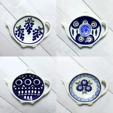 Boleslawiec Tea Bag Holder Spoon Rest Polish Pottery Ceramika Wiza Flower Floral