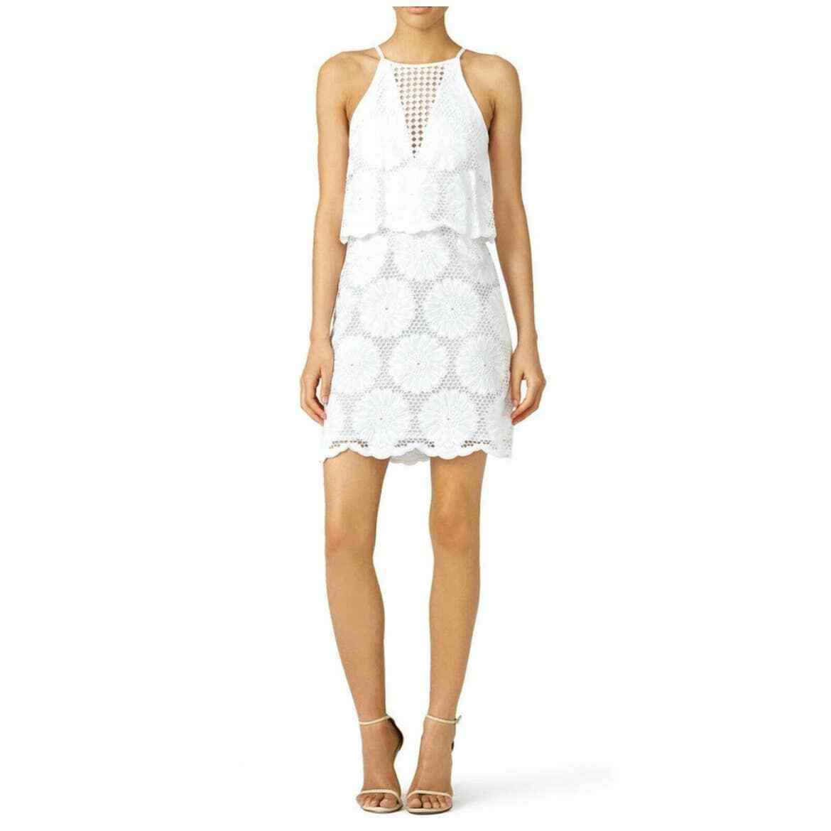 N / Nicholas Embroidered Eyelet Sunflower Lace Layered White Dress Size 0  NWT | eBay