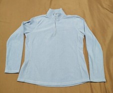 Gap Quarter Zip Fleece Womens medium Blue Lightweight Long Sleeve Embroider Top