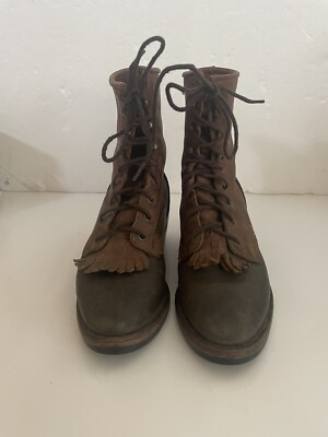 Santa Fe Boot Company Packer Logger Lace Up Boots Kiltie Brown Womens 