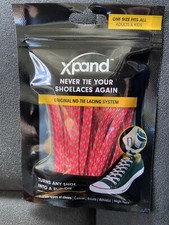 Xpand No-Tie Lacing System Elastic Shoelaces One Size Adults & Kids Color - Red