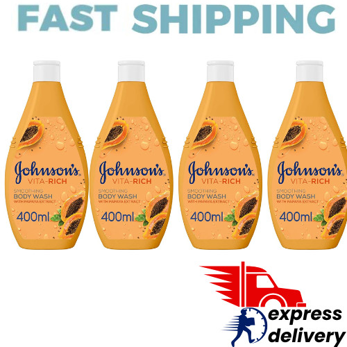 4X Johnson's Body Wash - Vita-Rich, Smoothing Papaya, 400ml