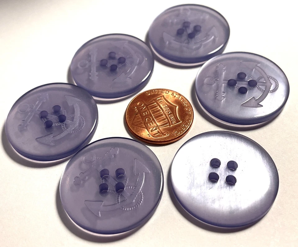 6 botones de anclaje de plástico púrpura silenciado para coser 4 agujeros 25,6 mm 1" 13832 Foto 2 de 3