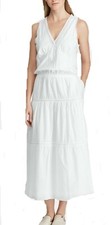 RALPH LAUREN Women's SZ 8 WHITE Sleeveless Midi Dress Casual Cotton & Lace NWT 