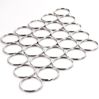 25 Stck. GETEILTE SCHLÜSSELRINGE Rohlinge Nickel O Schleife/Reifen Handwerk Auffädeln Schmuck Teile