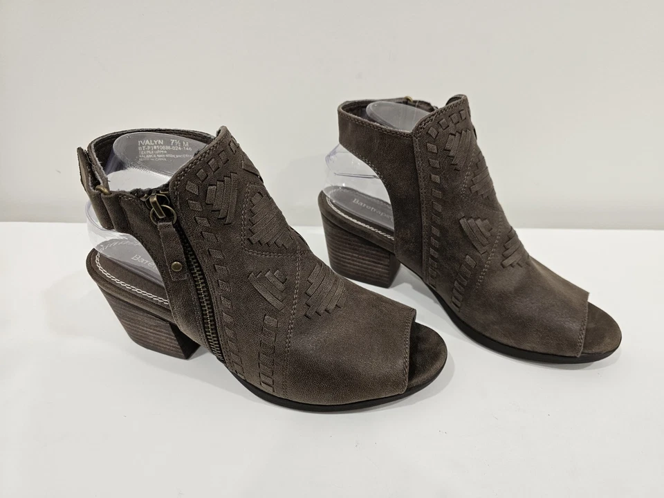 Baretraps Ivalyn Mushroom Brown Block Heel Open Toe Bootie/Sandal Size 7.5 M - Image 2 of 4