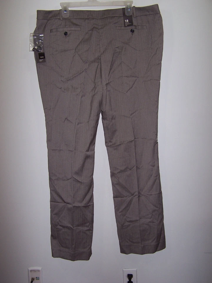 NUEVO CON ETIQUETAS - Pantalones de vestir Mossimo corte bootcut gris a rayas para mujer talla 18 Foto 2 de 2