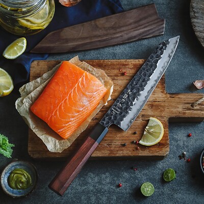HEZHEN PM8S Damascus Forged Chef Knife 3-Layer Composite Steel Stainless Steel