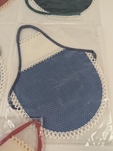 Vintage Bib Apron Bottle Soap Cover 18Ct Cross Stitch Panel Polka Dot Set of 5 - Picture 4 of 14