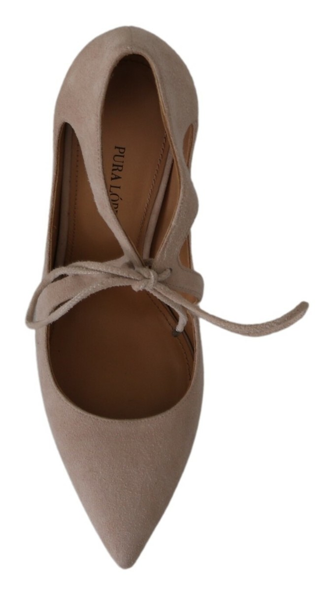 PURA LOPEZ Shoes Flammingo Beige Lace-Up Shallow High Heels PURA LOPEZ Shoes Flammingo Beige Lace-Up Shallow High Heels