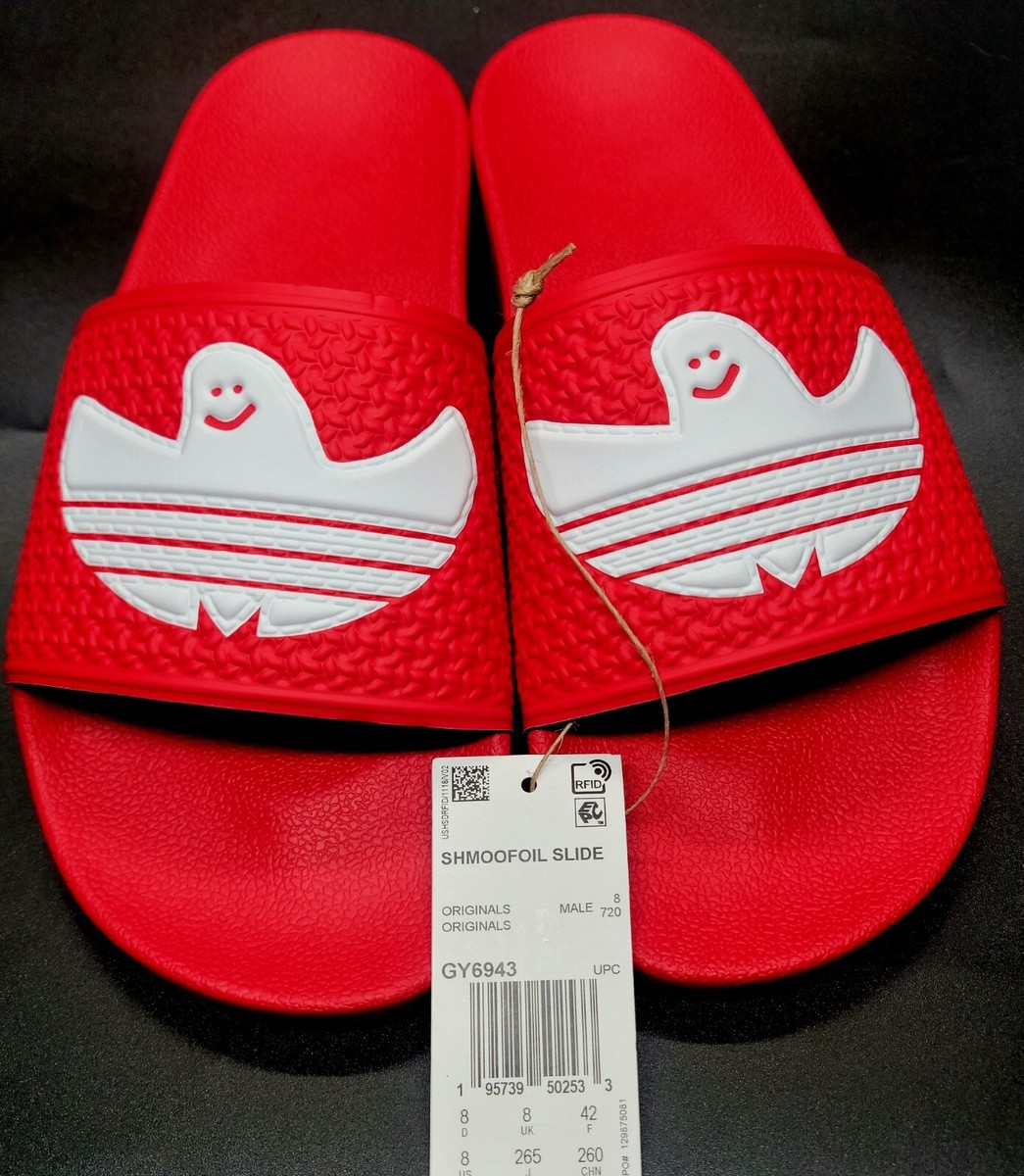 【adidas】ユニセックス◇SHMOOFOIL SLIDES サンダル スライド Adidas Shmoofoil Slides Mens Sz 8 Red White Ghots Logo NWT