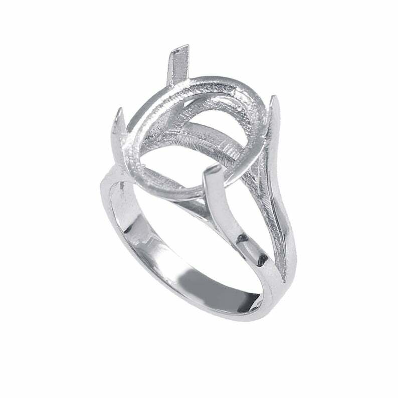 925 Silver 12x16 mm Oval Semi Mount Ring Setting 12x16 mm Oval