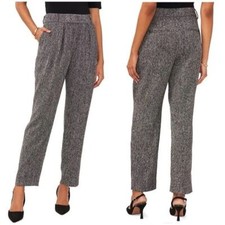 New Vince Camuto Herringbone Twill Straight Leg Trouser Pants Marled Gray Sz 10