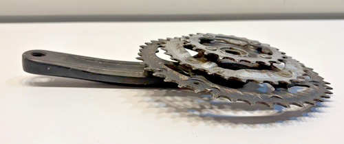 SR Suntour 175mm 44/32/22 Black Aluminum Triple Crankset Steel Chainrings - Picture 5 of 6