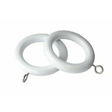 Image of Solid Wooden Curtain Rings with Eyes Hooks in White, Wood, Mahogany, Oak 45mm UK