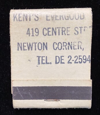 KENT S Evergood Newton Corner MA Full Vtg Front-Striker Matchbook A-1434