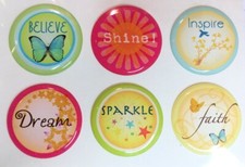 6 Decorative INSPIRATIONAL 1 Inch Epoxy Stickers for Magnets  Pendants 