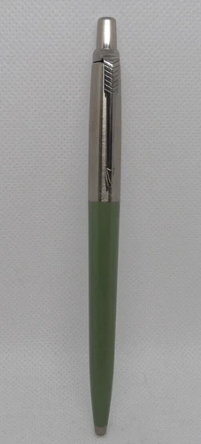Parker Jotter GRAY/Green?  ball pen--chrome cap--new old stock-made in UK